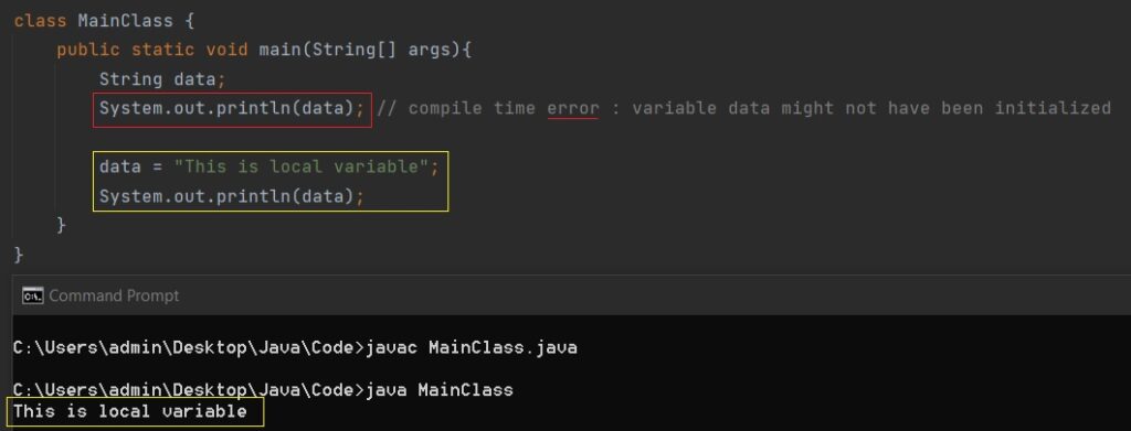 Variables in Java