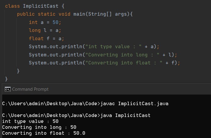 Type Casting in Java