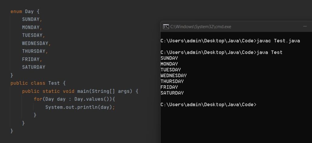 Enums in java